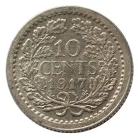 Niederlande 10 Cents 1917 Silber